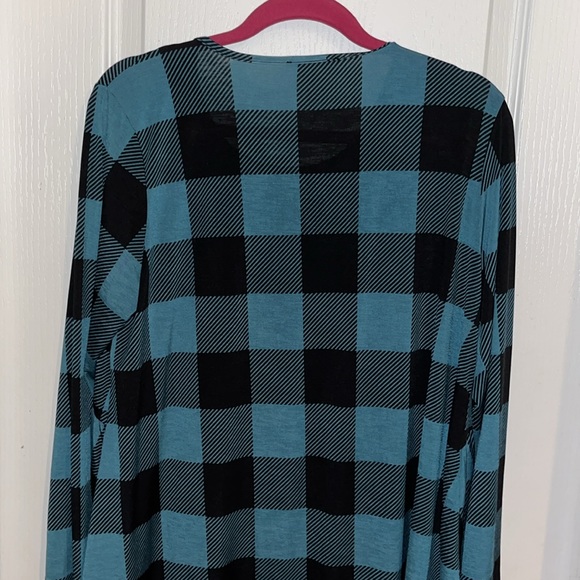 Plaid Black and Teal top - Picture 3 of 5